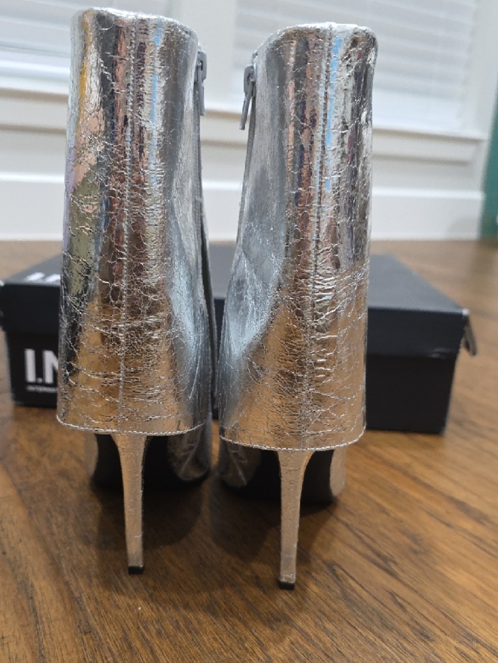 INC International Concepts Metallic Silver Pointed-Toe Ankle Booties - Picture 4 of 8